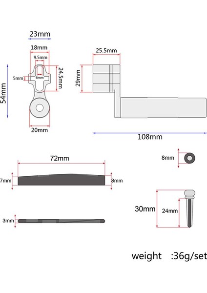 Dize Enstrüman Halk Gitar Accs Bridge Pin Pegs + Eyer Somun + String Sarıcı (Yurt Dışından) modelleri
