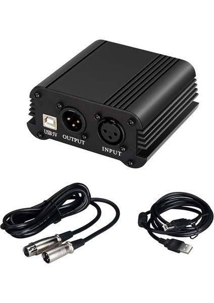 Stüdyo Için 48V Phantom Güç Kaynağı ve USB Kablosu Xlr & 3 Pin Mikrofon Kablosu (Yurt Dışından)
