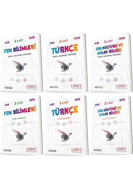8. Sınıf Fen - Türkçe - Din Konu Föyleri - Soru Seti 6 Kitap