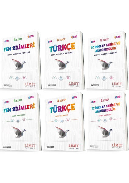 8. Sınıf Fen - Türkçe - Inkılap Konu Föyleri - Soru Seti 6 Kitap