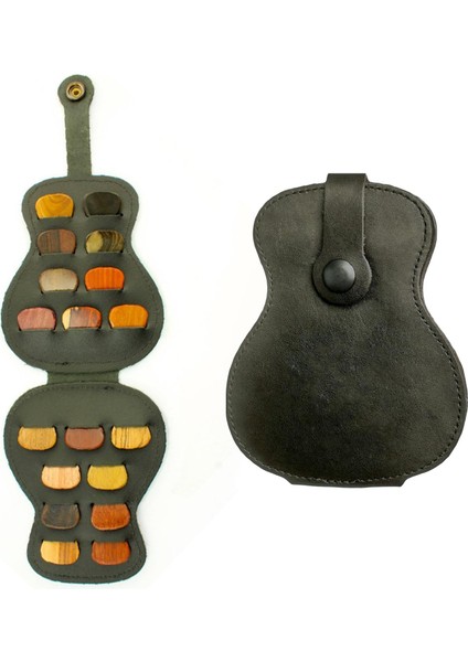 Pu Deri Seçiciler Tutucu Kılıf Melek Tutucu Akustik Gitar Yeşil Için Evrensel (Yurt Dışından)