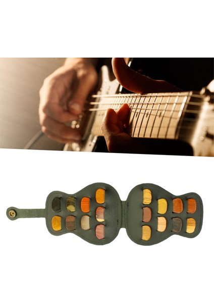 Pu Deri Seçiciler Tutucu Kılıf Melek Tutucu Akustik Gitar Yeşil Için Evrensel (Yurt Dışından)
