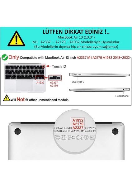 Apple Macbook Air 13.3 M1 2020 Kılıf 360 Derece Parlak Şeffaf Tam Korumalı A1932/A2179/A2337