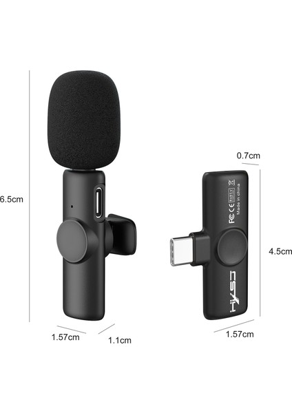 Yuekeda- Hxsj F18 Usb-C/typ-C Lavalier Wiress Mikrofon (Yurt Dışından)