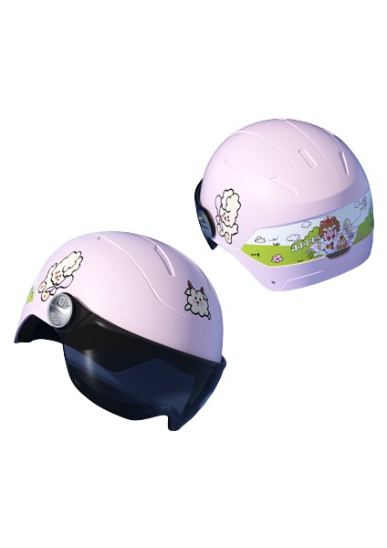 Çocuk Kaskı Sevimli Çizgi Elektrikli Araba Kaskı Dört Mevsim Kask (Yurt Dışından)