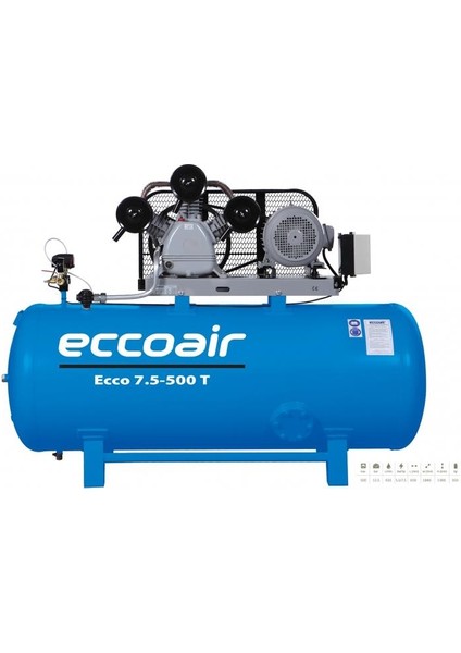 Ecco 7,5-500 T 380 Volt 500 lt Kompresör