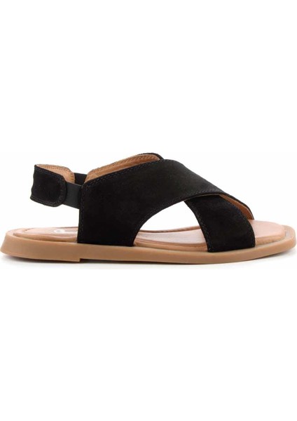 Siyah Süet Leather Kadın Sandalet K05359031502