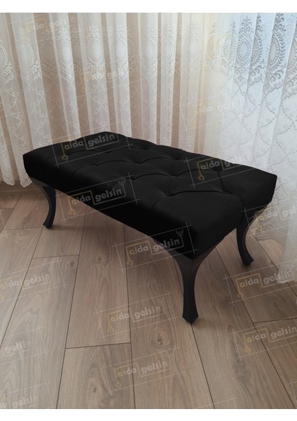 110 cm Kapitoneli Ayak Ucu Kapı Önü Antre Bench Puf Siyah Ayak