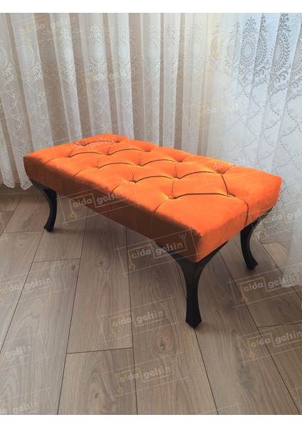 110 cm Kapitoneli Ayak Ucu Kapı Önü Antre Bench Puf Siyah Ayak
