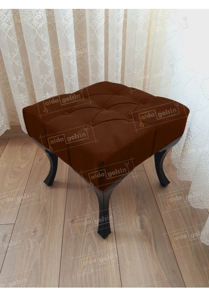 45 x 45 Kapitoneli Kapı Önü Ayak Ucu Puf Siyah Ayak