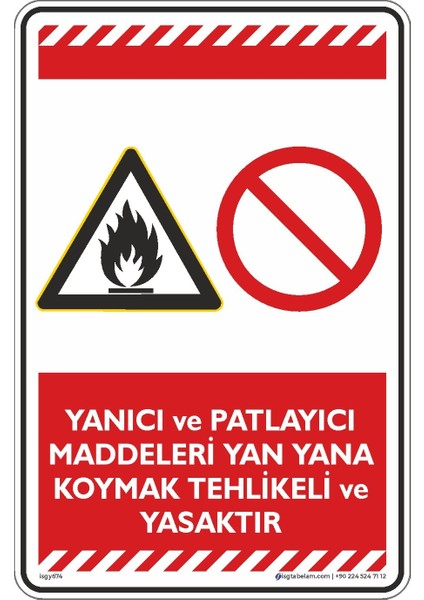 Yanıcı ve Patlayıcı Maddeleri Yan Yana Koymak Tehlikeli ve Yasaktır/25x35cm/Etiket