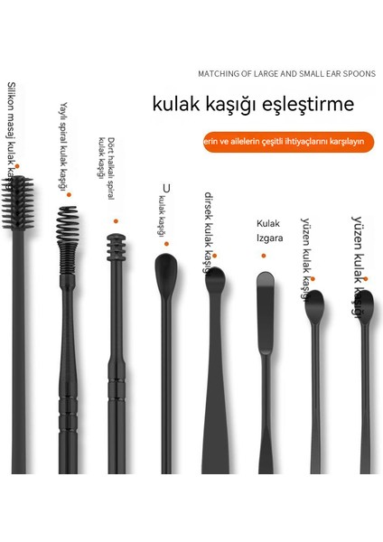 Sekiz Parçalı Paslanmaz Çelik Çocuk Spiral Taşınabilir Kulak Temizleme Aracı (Yurt Dışından)