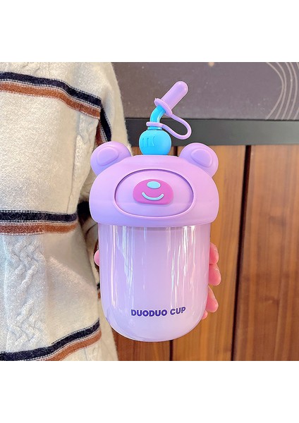 600ML Girls Summer Straw Taşınabilir Sevimli Su Bardağı (Yurt Dışından)
