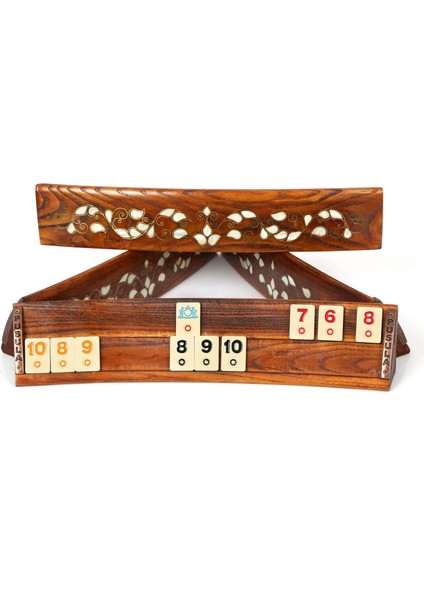 Sedefli Oval Okey Takımı El Yapımı Masif Ahşap 4 Adet Istaka ve Taşıma Çantası fiyatları