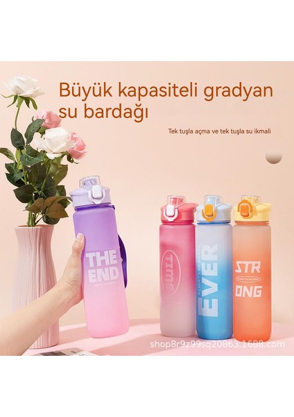 1000ML Girls Yaz Degrade Gökkuşağı Bardak Saman (Yurt Dışından)