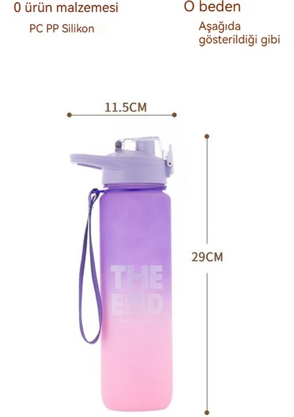 1000ML Girls Yaz Degrade Gökkuşağı Bardak Saman (Yurt Dışından)