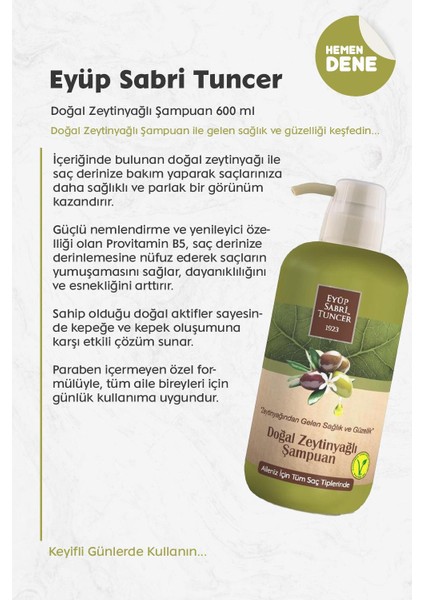 Doğal Zeytinyağlı Şampuan 600 ml