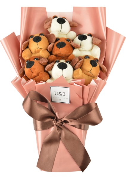 Peluş Köpek Ayıcık Çiçek Buketi