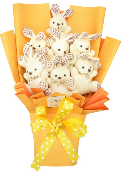 Sevimli Tavşanlar Ayıcık Çiçek Buketi