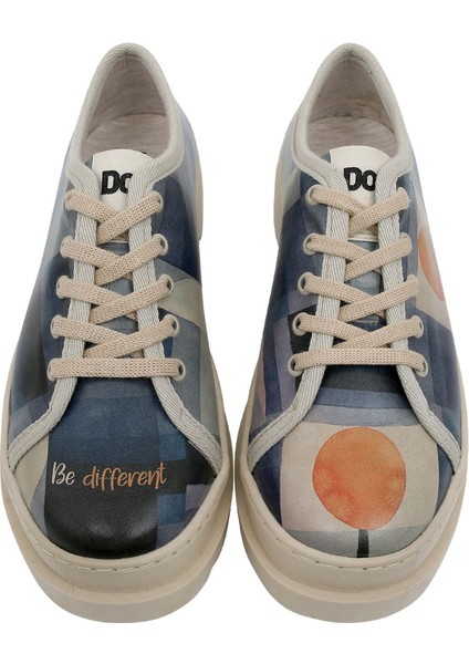 Kadın Vegan Deri Mavi Sneakers - Be Different Tasarım