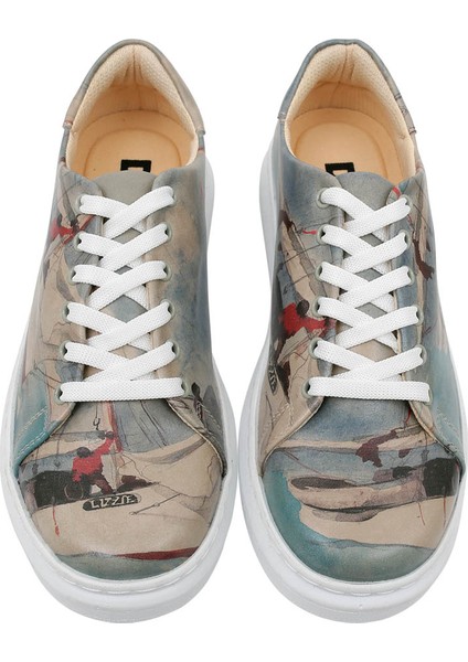 Kadın Vegan Deri Mavi Sneakers - Hey Sailor Tasarım
