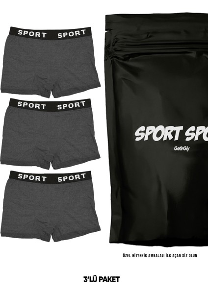 Erkek 3'lü Likralı Sport Slim Fit Boxer Ekonomik Paket