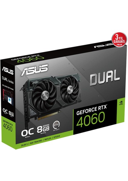 GeForce Dual-RTX4060-O8G 8GB OC 128 Bit GDDR6 Ekran Kartı