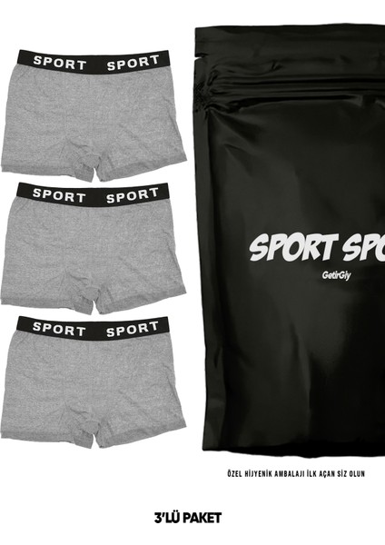 Erkek 3'lü Likralı Sport Slim Fit Boxer Ekonomik Paket