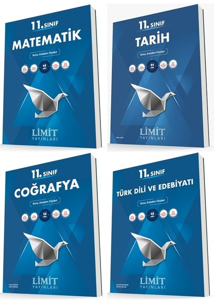 11. Sınıf Matematik - Edebiyat - Tarih - Coğrafya Konu Föyleri Seti 4 Kitap