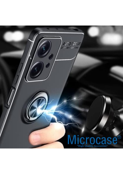 Xiaomi Redmi Note 12 Focus Serisi Yüzük Standlı Silikon Kılıf - Siyah AL3363
