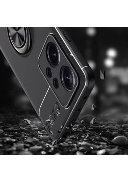 Xiaomi Redmi Note 12 Focus Serisi Yüzük Standlı Silikon Kılıf - Siyah AL3363