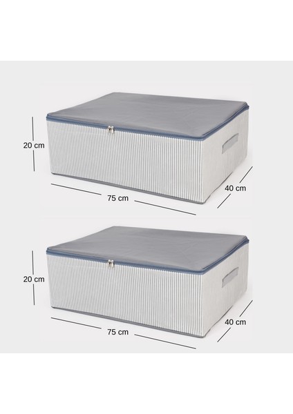 2 Adet Mega Boy Çizgi Desen Baskılı Antrasit Baza Altı Düzenleyici Hurç Seti 75x40x20 cm indirimleri