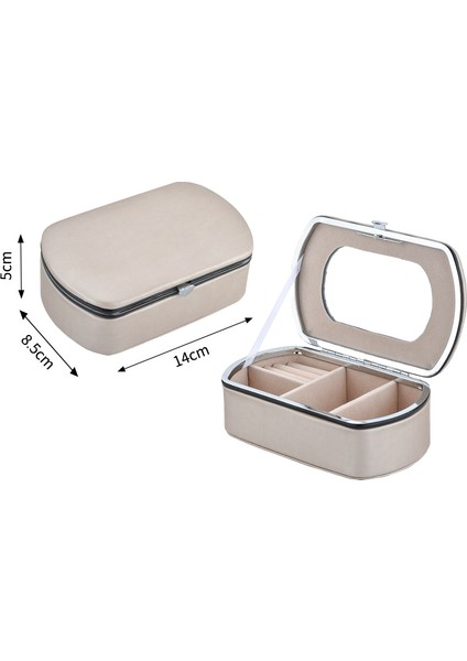 Mücevher Saklama Kutusu Pu Taşınabilir Mücevher Kutusu Yüzük Küpe Kolye Takı Saklama Kutusu Aynalı 14*8.5*5cm (Yurt Dışından)