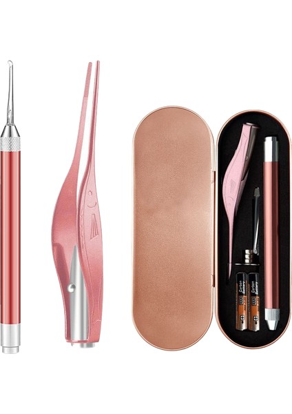 Işıklı Kulak Kepçesi Cımbız Iki Parçalı Set Işıklı Bebek Kulak Kepçesi Çok Fonksiyonlu Pil Kulak Kepçesi Cımbız Çocuk Görsel Kulak Kepçesi (Yurt Dışından)