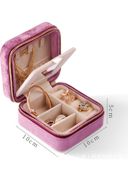 Flanel Mücevher Kutusu Taşınabilir Seyahat Mücevher Çantası Avrupa Kolye Kadife Ayna Mücevher Saklama Kutusu (Yurt Dışından)