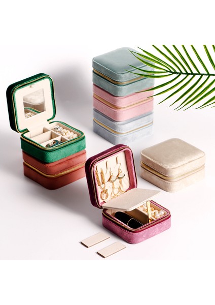 Flanel Mücevher Kutusu Taşınabilir Seyahat Mücevher Çantası Avrupa Kolye Kadife Ayna Mücevher Saklama Kutusu (Yurt Dışından) fiyatları
