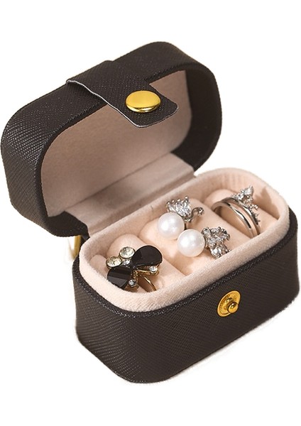 Mini Yüzük Kutusu Kız Taşınabilir Mücevher Kutusu Pu Deri Küpe Yüzük Takı Saklama Kutusu (Yurt Dışından)