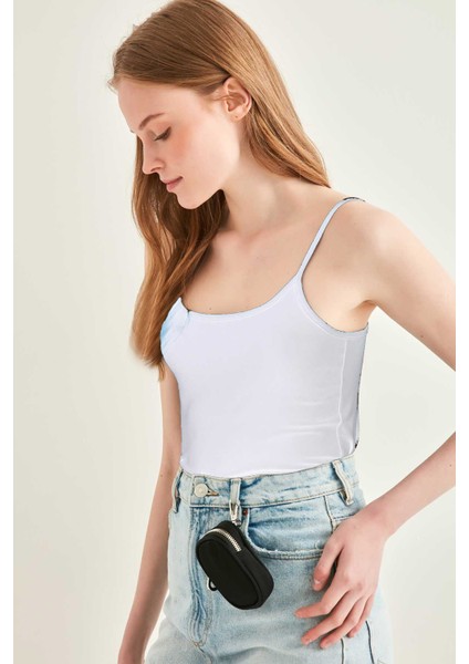 Askılı Viskon Crop Bluz