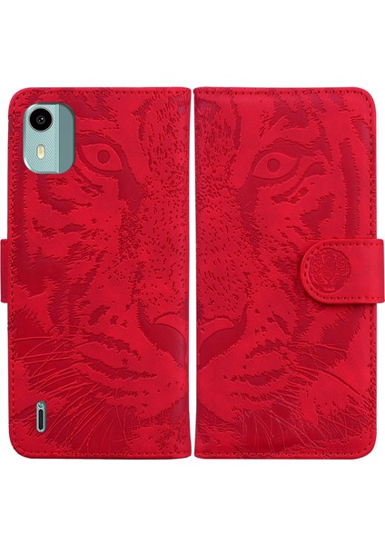 Hongshou-Nokia C12 Için Kaplan Kabartma Desenli Pu Kılıf (Yurt Dışından) fırsatları