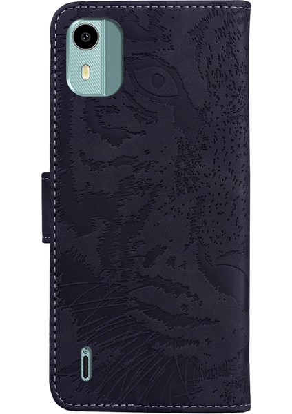 Hongshou-Nokia C12 Için Kaplan Kabartma Desenli Pu Kılıf (Yurt Dışından)