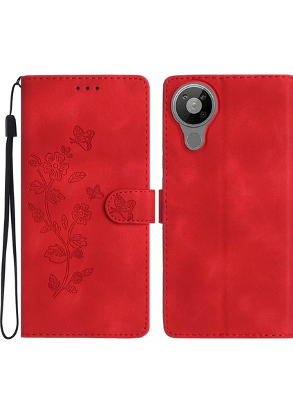 Hongshou-Nokia 5.3 Için Çiçek Kabartmalı Pu Kılıf (Yurt Dışından)