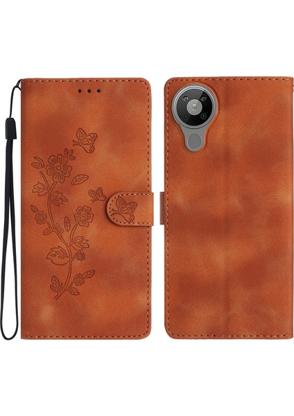 Hongshou-Nokia 5.3 Için Çiçek Kabartmalı Pu Kılıf (Yurt Dışından)