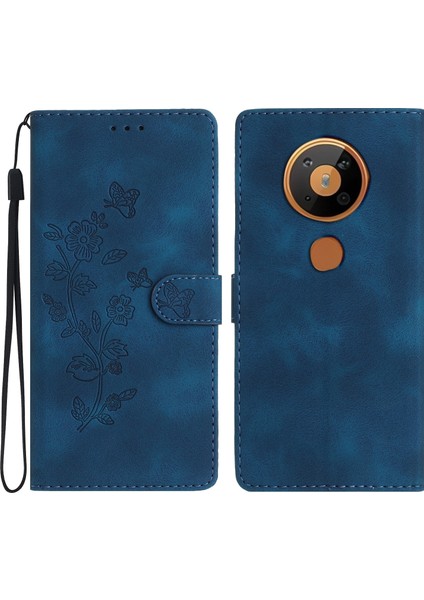 Hongshou-Nokia 5.4 Için Çiçek Kabartmalı Pu Kılıf (Yurt Dışından)