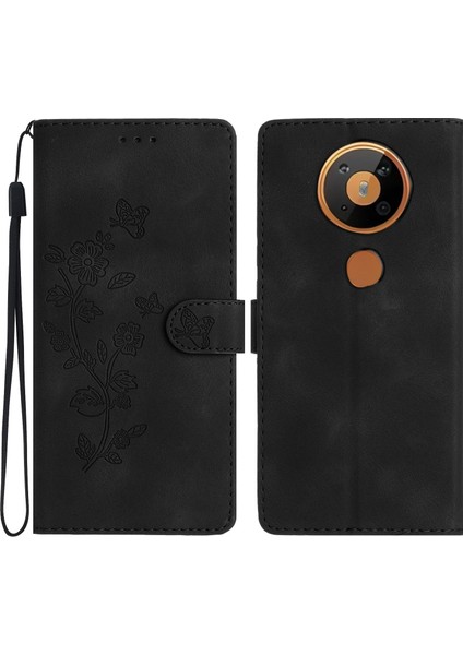 Hongshou-Nokia 5.4 Için Çiçek Kabartmalı Pu Kılıf (Yurt Dışından)