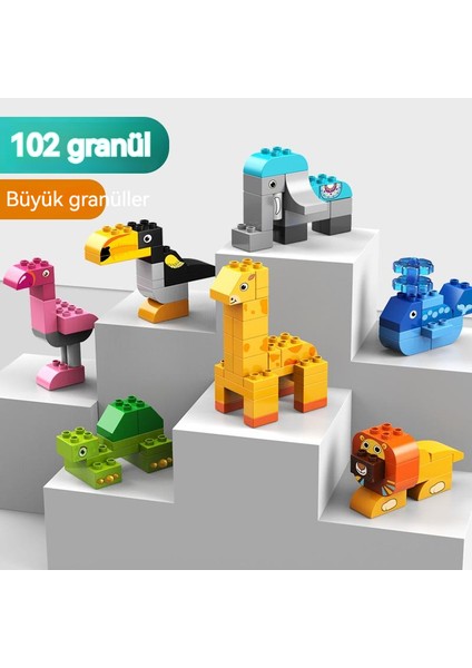 Büyük Parçacık Yapı Taşları 102 Hayvan Birleştirme Oyuncakları (Yurt Dışından)
