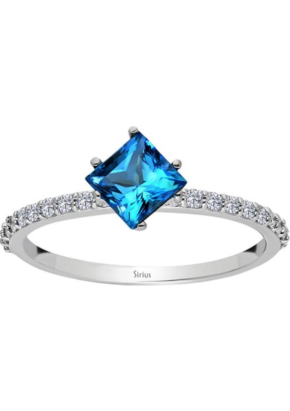 Pırlanta ve Prenses Kesim London Blue Topaz Yüzük 0423R0190 fiyatları
