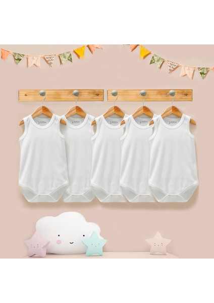 %100 Organik Pamuk 5li Beyaz Atlet Bebek Body