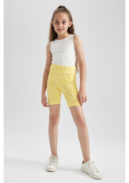 Kız Çocuk Çiçekli Biker Tayt X5665A622HS