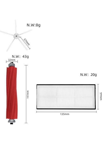 Ana Fırça Yan Fırça Hepa Filtre Paspas Bezi Xiaomi Roborock S7 T7S T7S Plus Elektrikli Süpürge (Yurt Dışından)