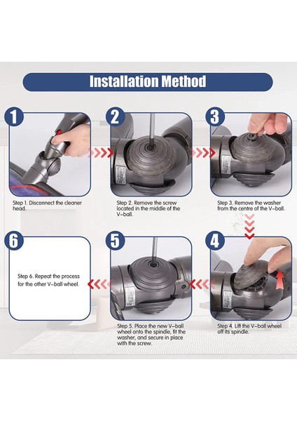 Bilyalı Tekerlek Değiştirme Dyson V6 V7 V8 V10 V11 V12 DC58 Elektrikli Süpürge 35 W 50 W Doğrudan Tahrikli Temizleyici Kafa Tekerlekler Parçaları (Yurt Dışından)
